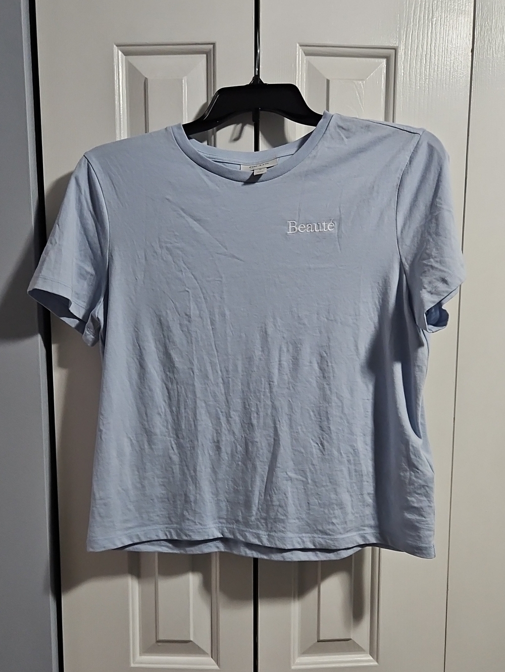 Baby Blue Embroidered Relaxed Fit Tee
